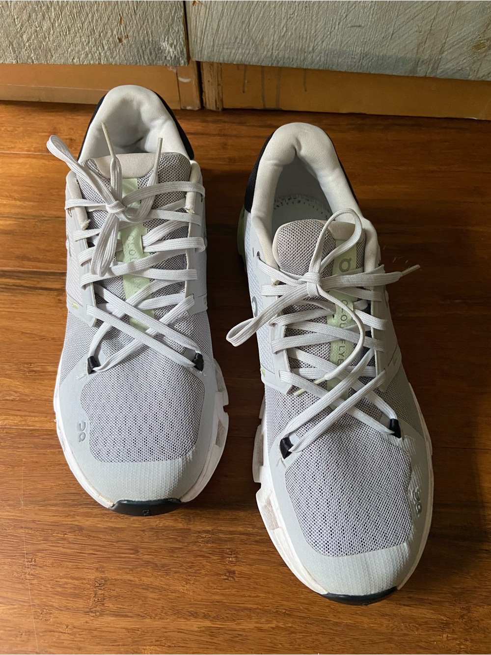 On Cloud Running Light Gray and light green Athletic Sneakers